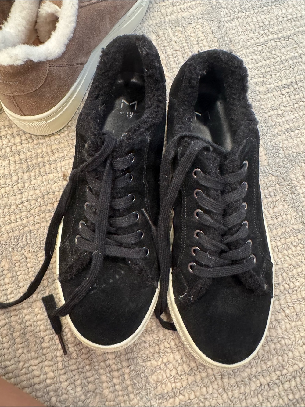 Marc Fisher Black Suede Lace-Up Sneakers